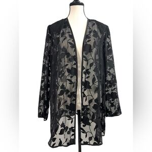 BROWNSTONE STUDIO Elegant Black Sheer Floral Jacket/Kimono | 10